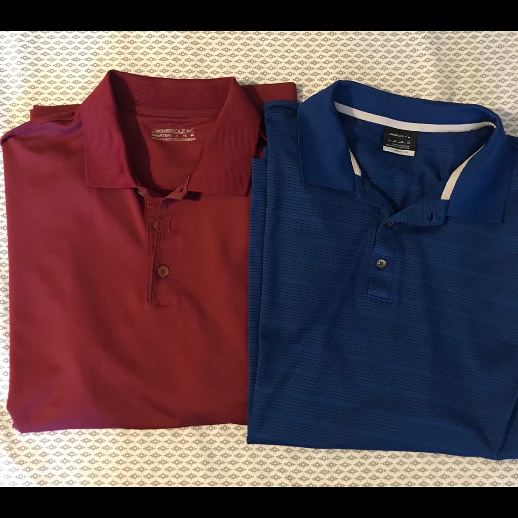 2 Nike Golf Polo Shirts Short Sleeve Red Blue Xl